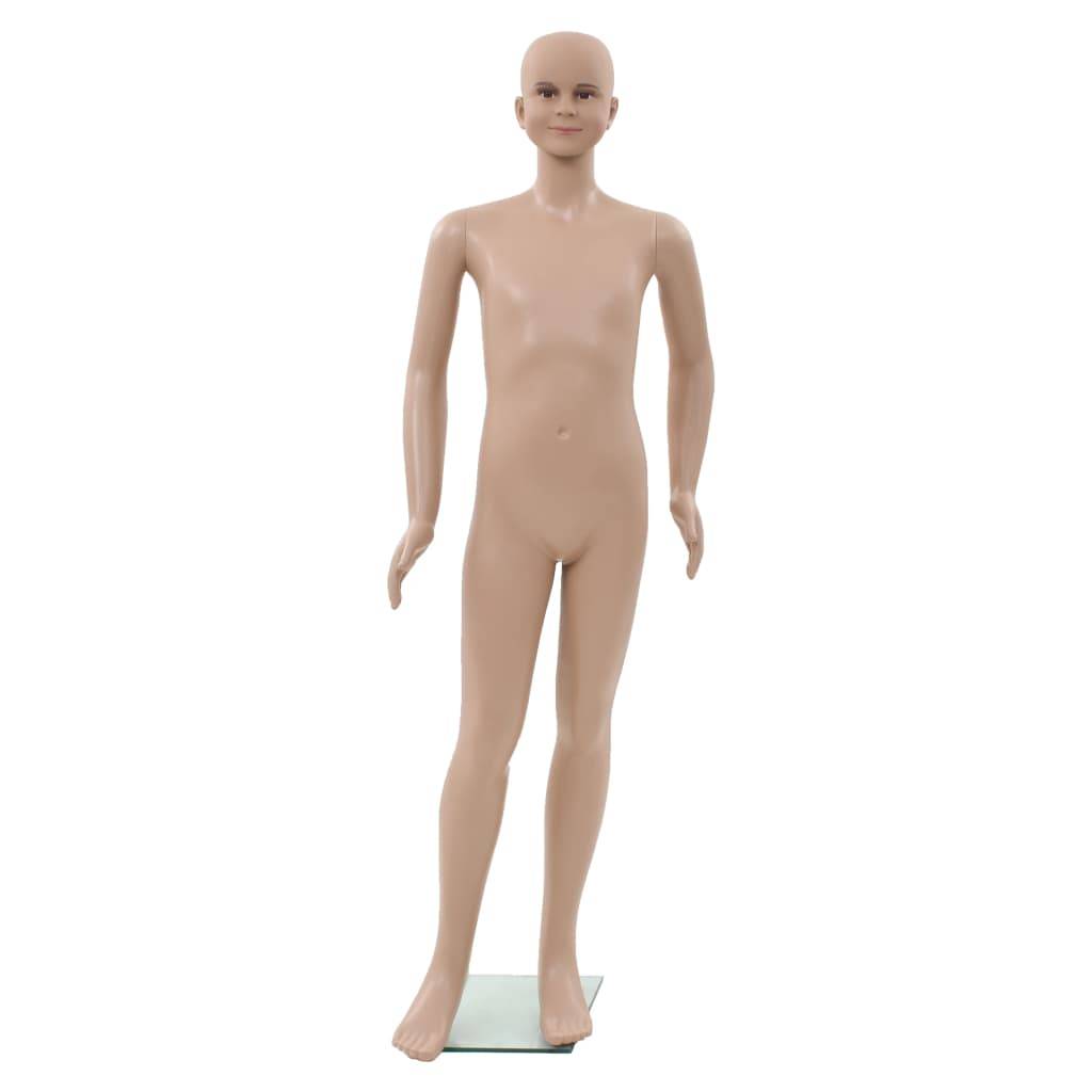 vidaXL Ganzkörper-Schaufensterpuppe Kind mit Glassockel Beige 180 cm