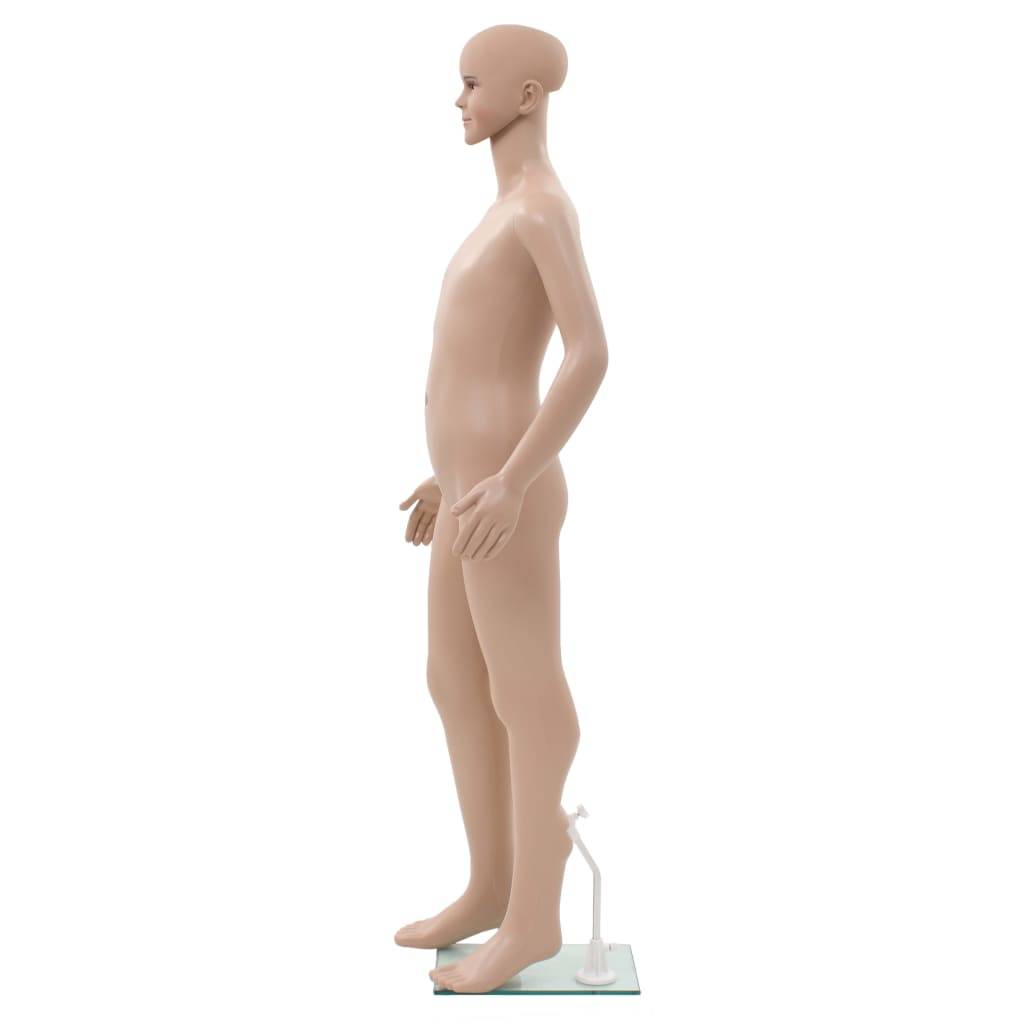 vidaXL Ganzkörper-Schaufensterpuppe Kind mit Glassockel Beige 180 cm