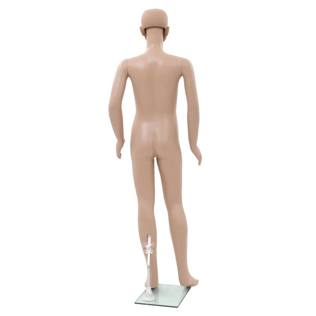vidaXL Ganzkörper-Schaufensterpuppe Kind mit Glassockel Beige 180 cm