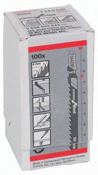 Stichsägeblatt T 144 DP Gesamt-L.100mm Zahnt.4mm HCS 100 St./Karte BOSCH