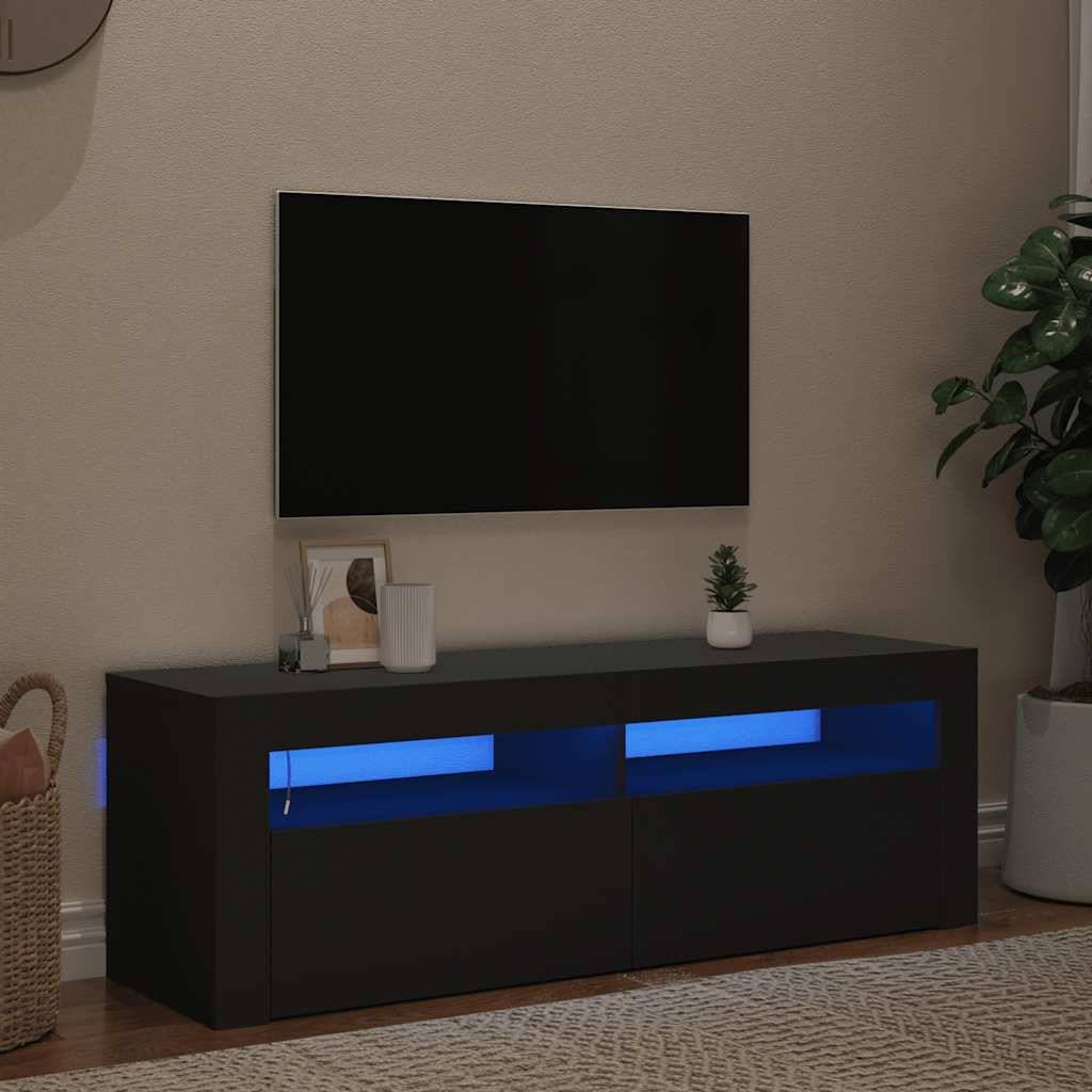 vidaXL TV-Schrank mit LED-Leuchten Schwarz 120x35x40 cm