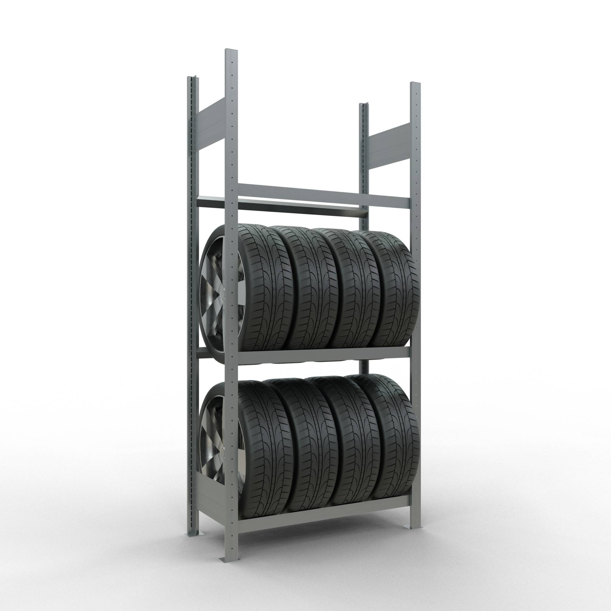 Rädergrundregal 2000x900x400 mm - 3 Ebenen à 900 mm, verzinkt