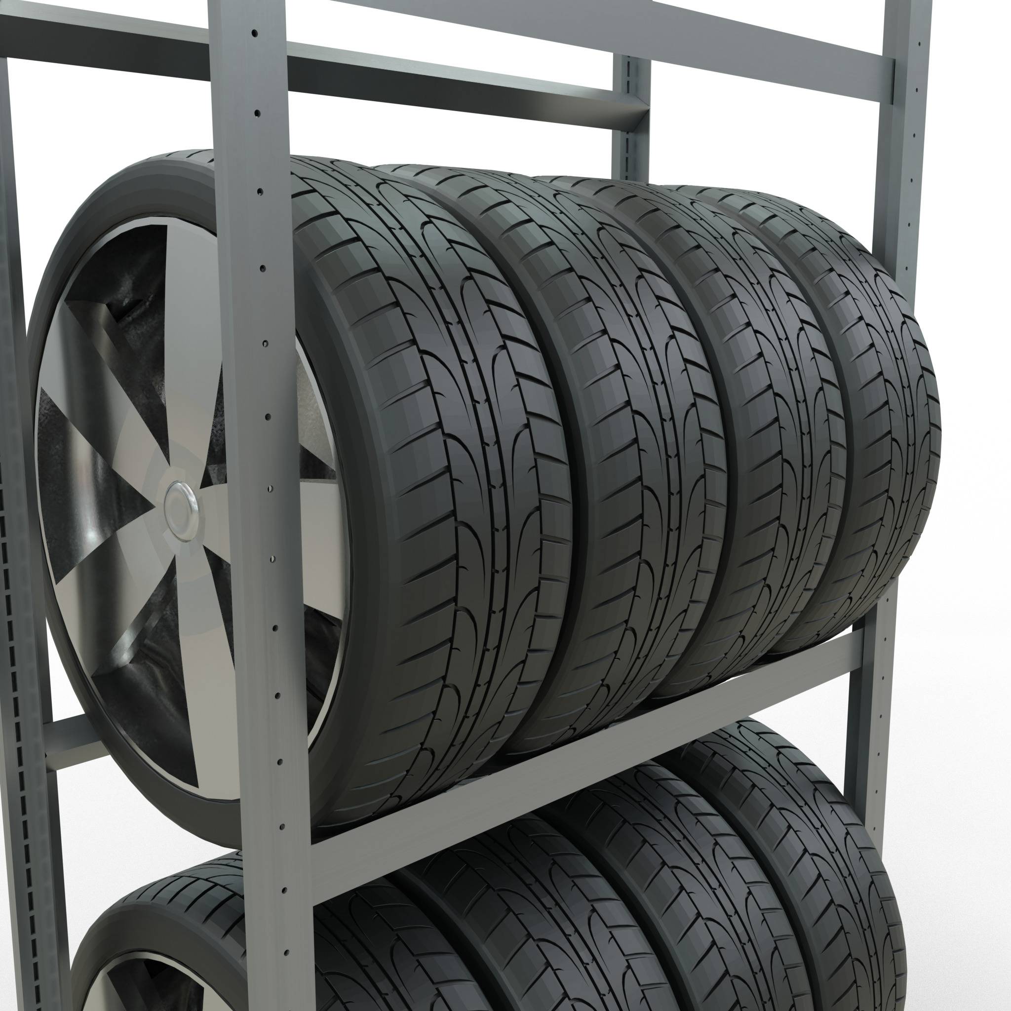 Rädergrundregal 2000x900x400 mm - 3 Ebenen à 900 mm, verzinkt