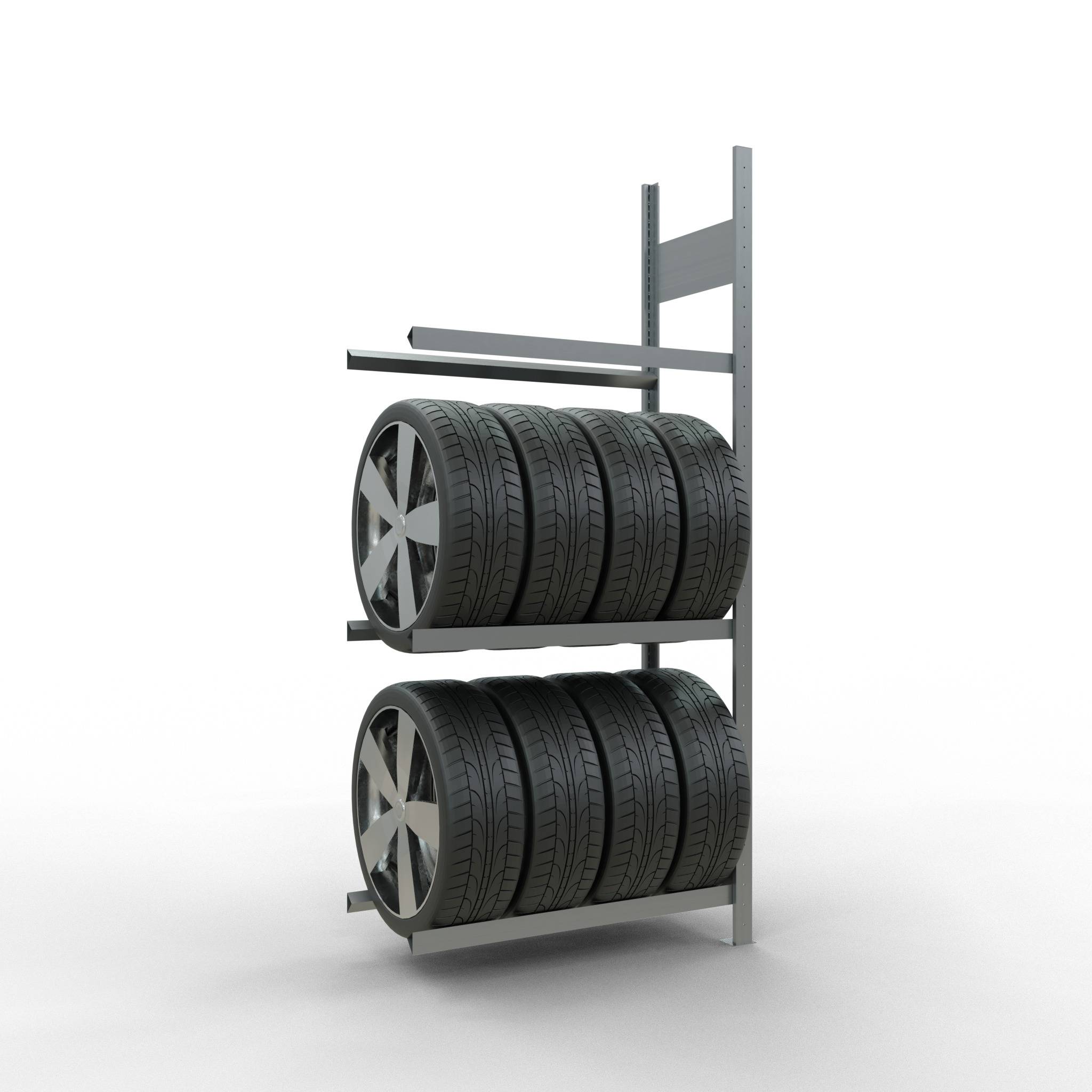 Räderanbauregal 2000x900x400 mm - 3 Ebenen à 900 mm, verzinkt