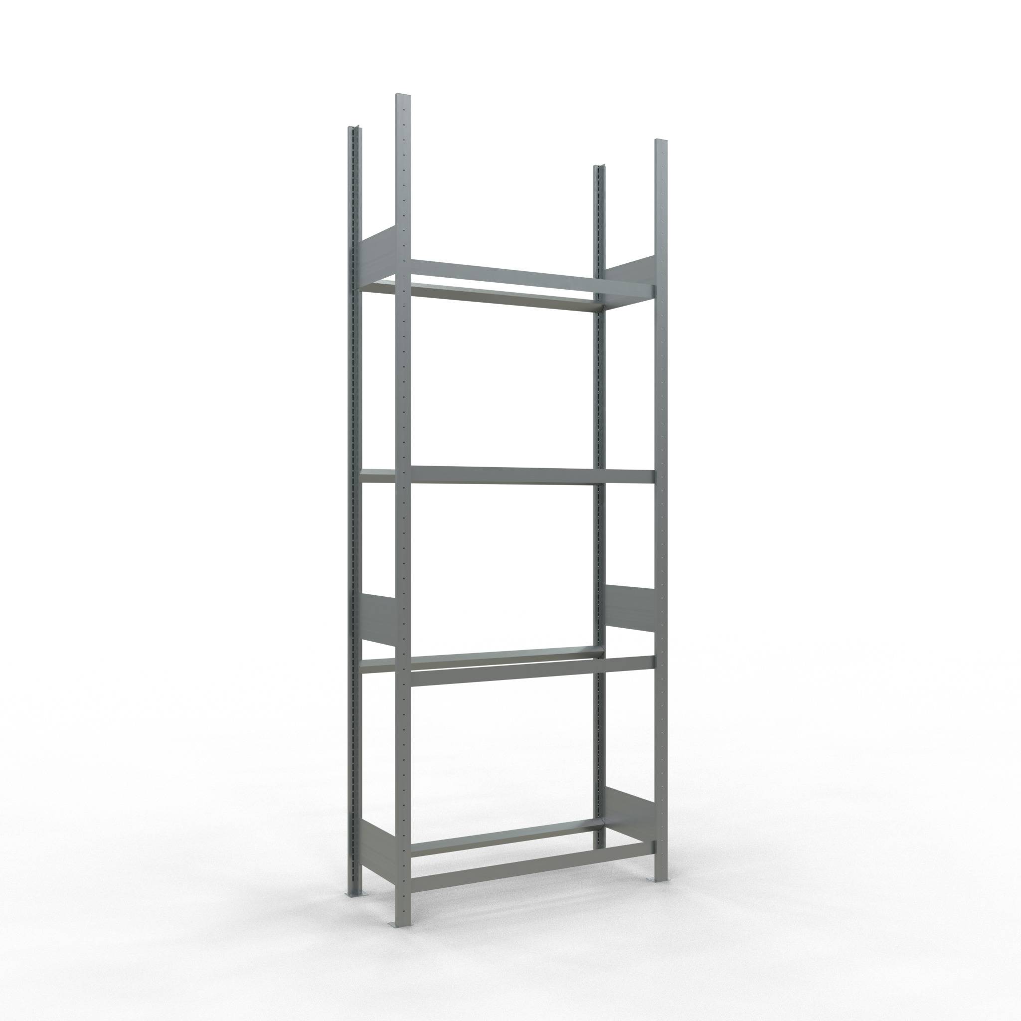 Rädergrundregal 2750x1050x400 mm - 4 Ebenen á 1050 mm, verzinkt