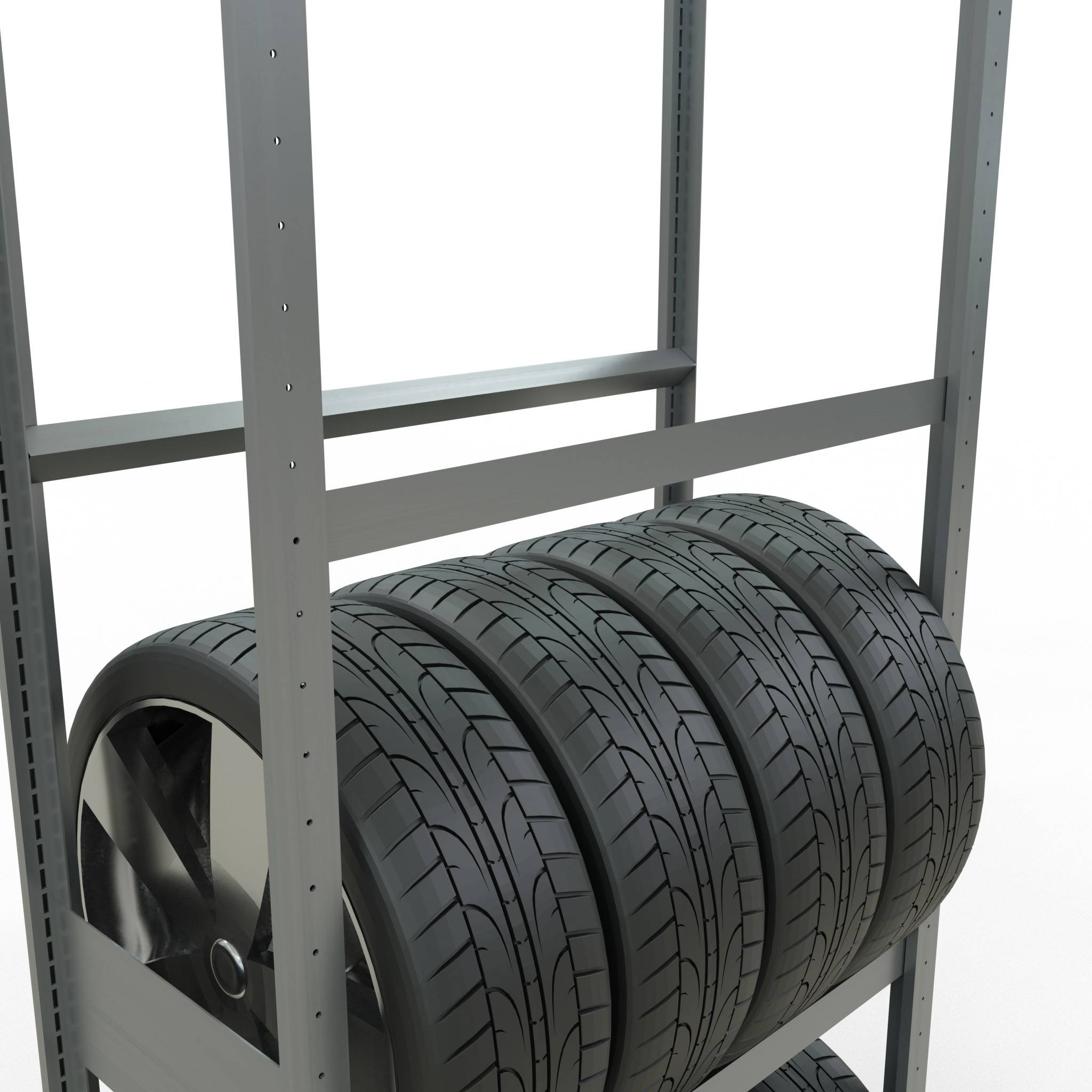 Rädergrundregal 2750x900x400 mm - 4 Ebenen à 900 mm, verzinkt