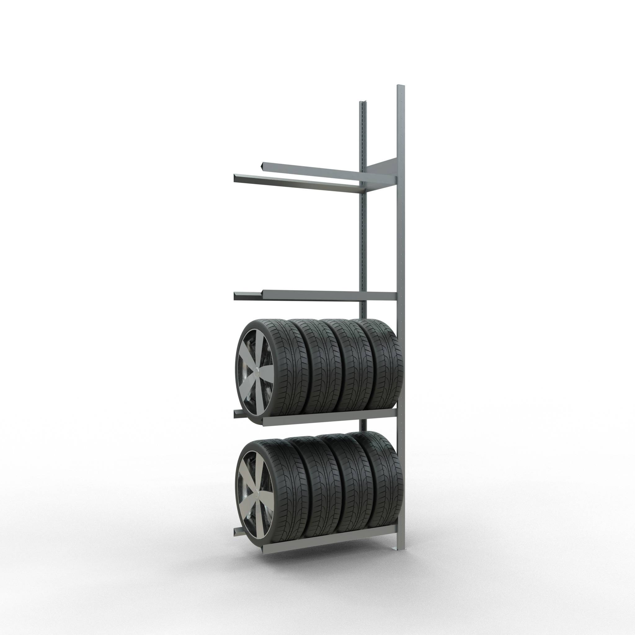 Räderanbauregal 2750x900x400 mm - 4 Ebenen á 900 mm, verzinkt