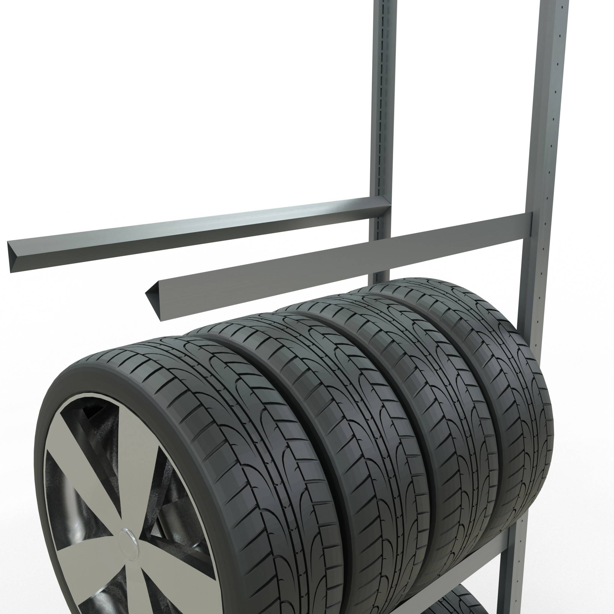 Räderanbauregal 2750x900x400 mm - 4 Ebenen á 900 mm, verzinkt