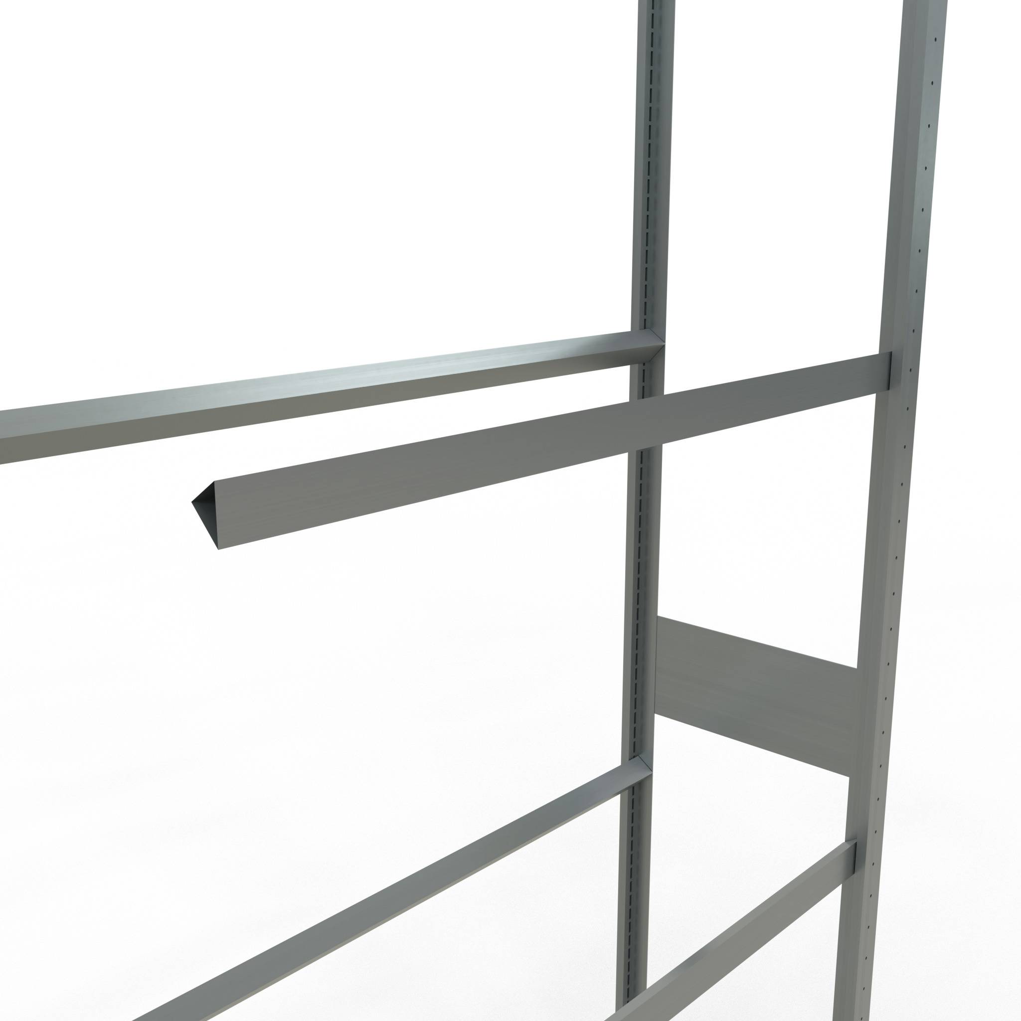 Räderanbauregal 2750x1050x400 mm - 4 Ebenen á 1050 mm, verzinkt