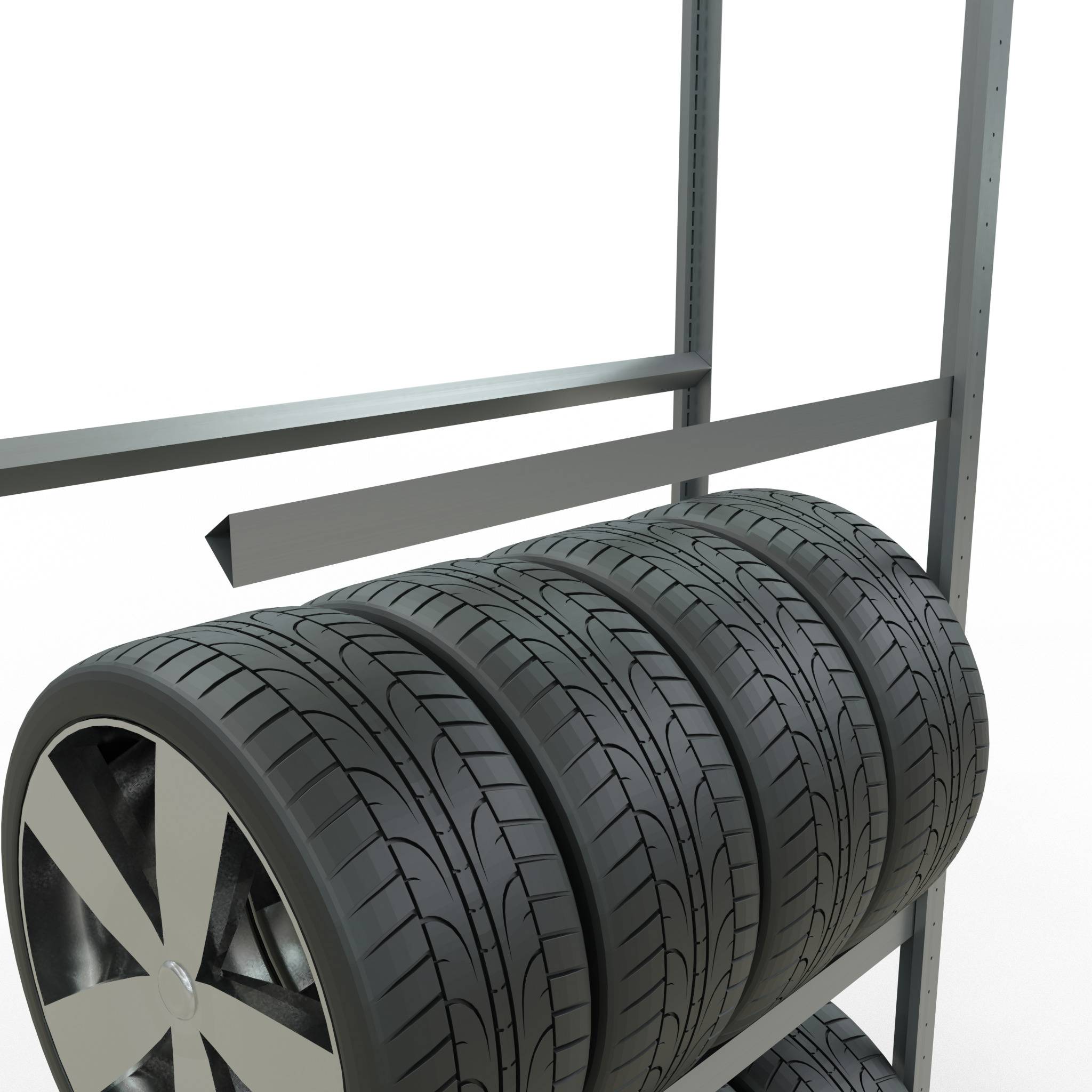 Räderanbauregal 2750x1050x400 mm - 4 Ebenen á 1050 mm, verzinkt