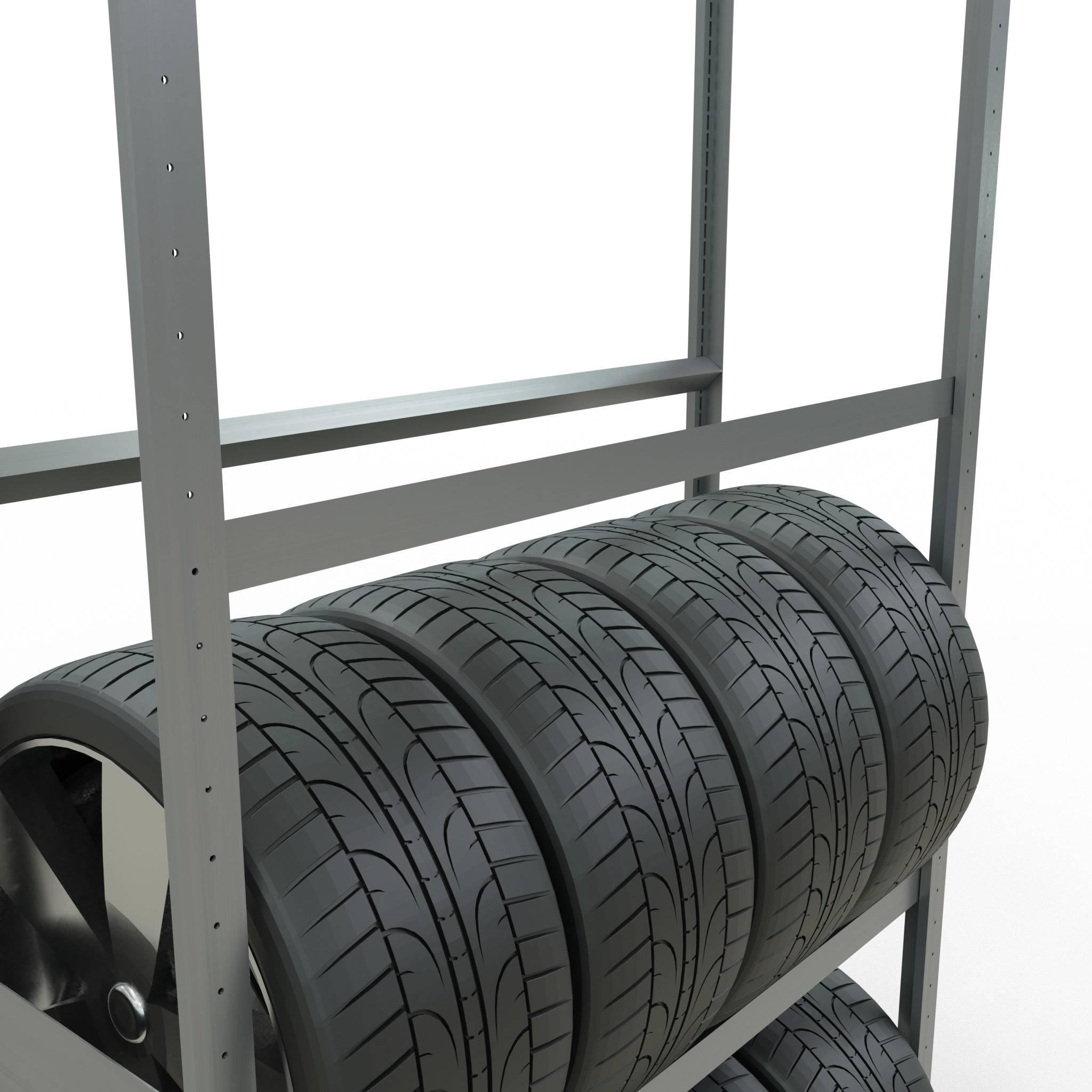 Rädergrundregal 2750x1200x400 mm - 4 Ebenen á 1200 mm, verzinkt