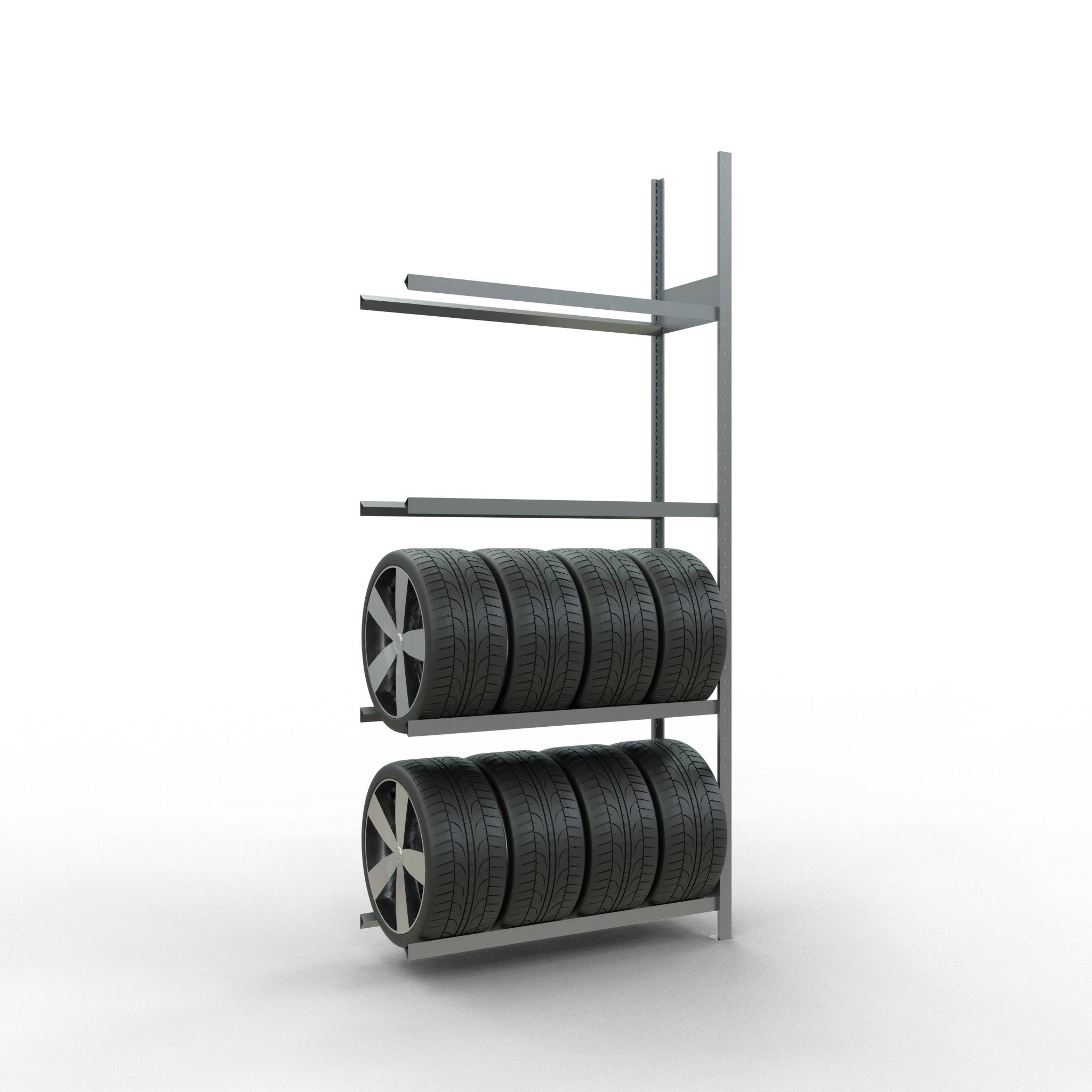 Räderanbauregal 2750x1200x400 mm - 4 Ebenen á 1200 mm, verzinkt