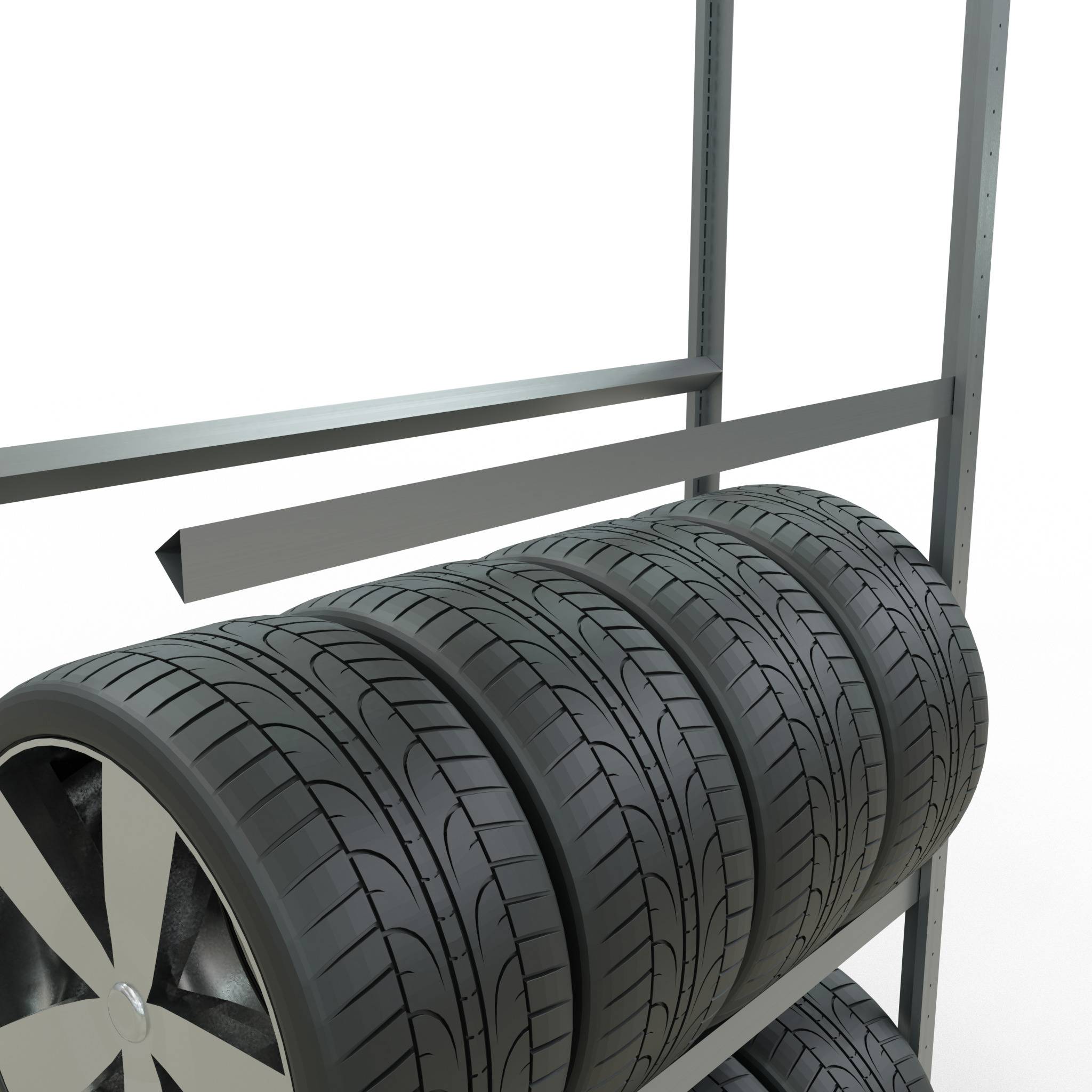 Räderanbauregal 2750x1200x400 mm - 4 Ebenen á 1200 mm, verzinkt