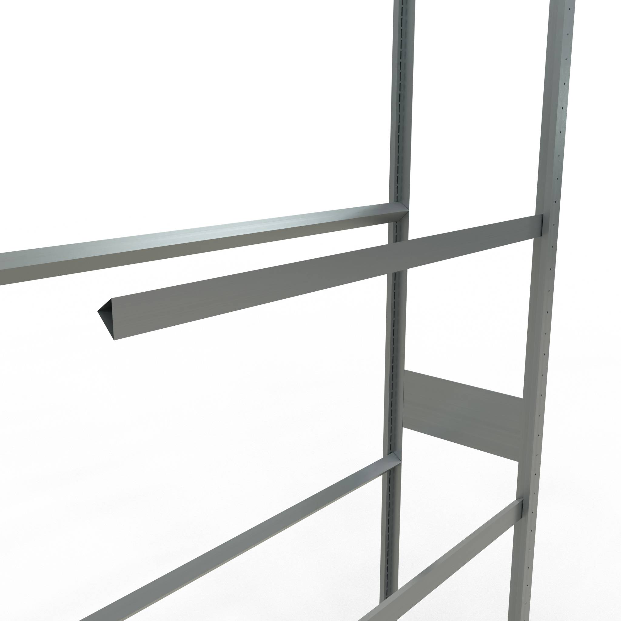 Räderanbauregal 2750x1150x400 mm - 4 Ebenen á 1150 mm, verzinkt