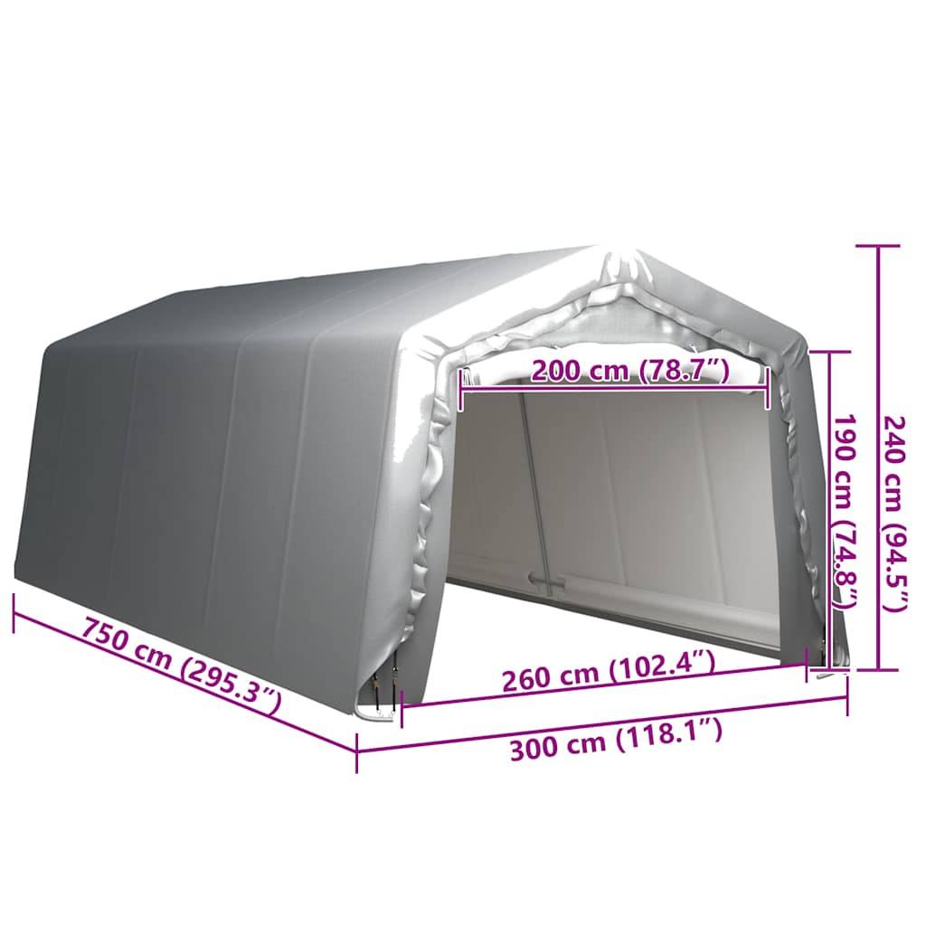 vidaXL Lagerzelt 300x750 cm Stahl Grau