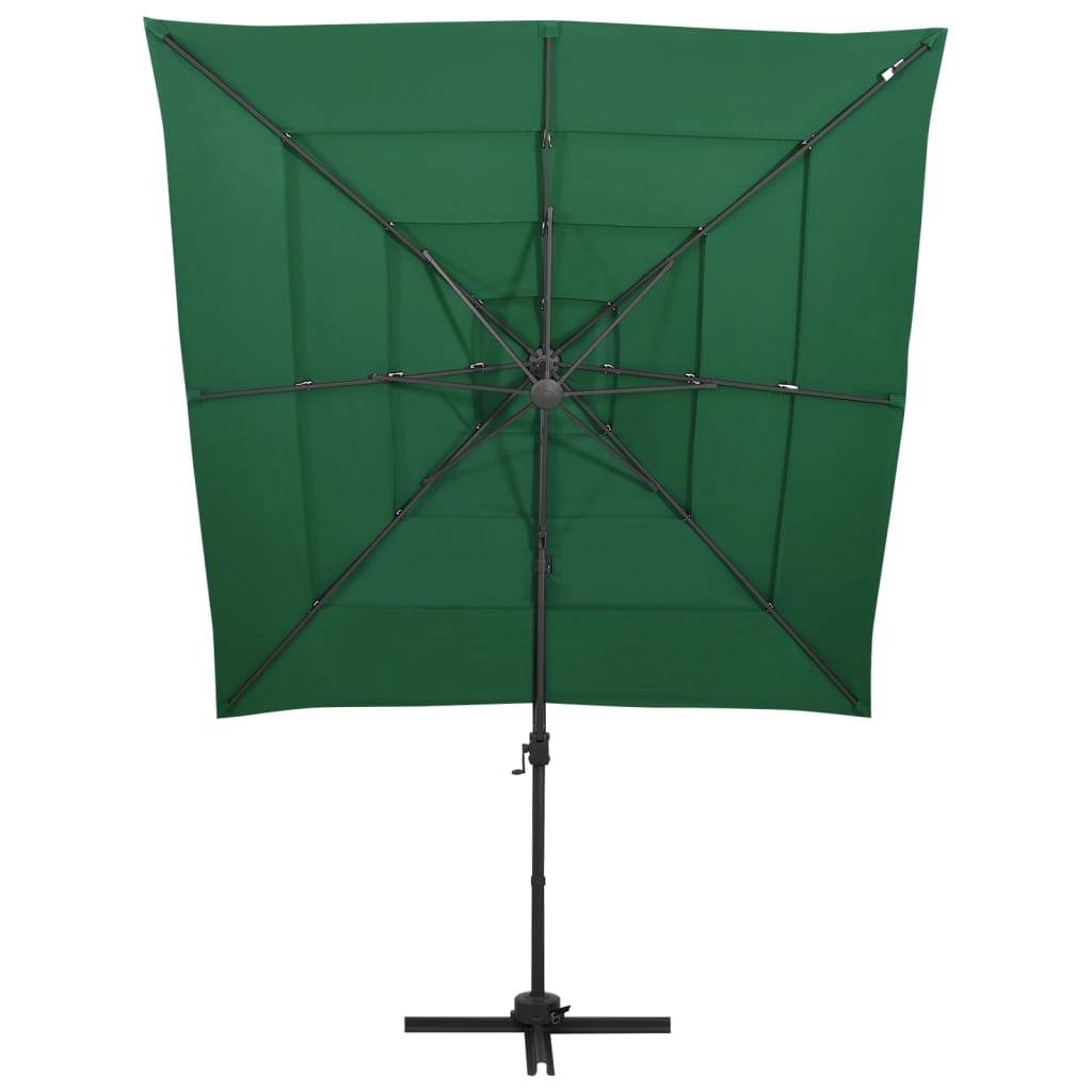 vidaXL Sonnenschirm mit Aluminium-Mast 4-lagig Grün 250x250 cm