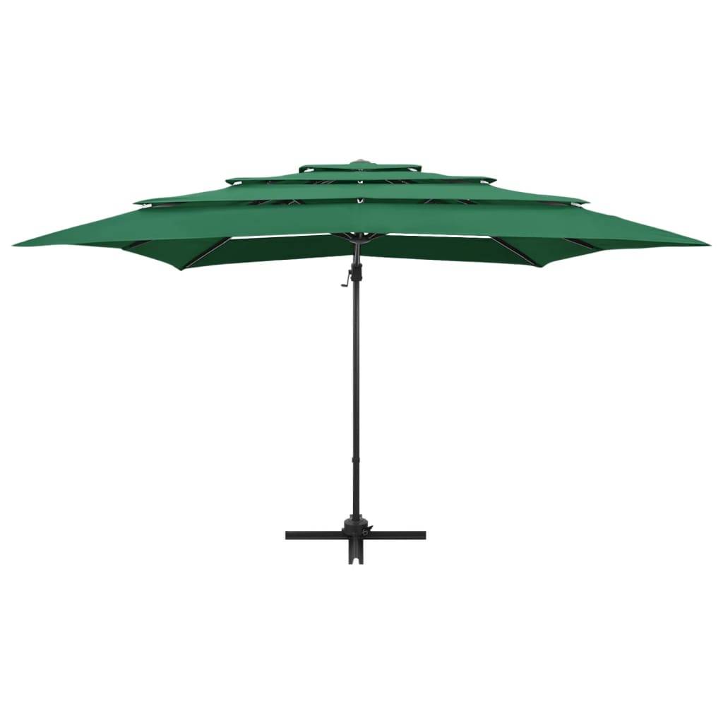 vidaXL Sonnenschirm mit Aluminium-Mast 4-lagig Grün 250x250 cm