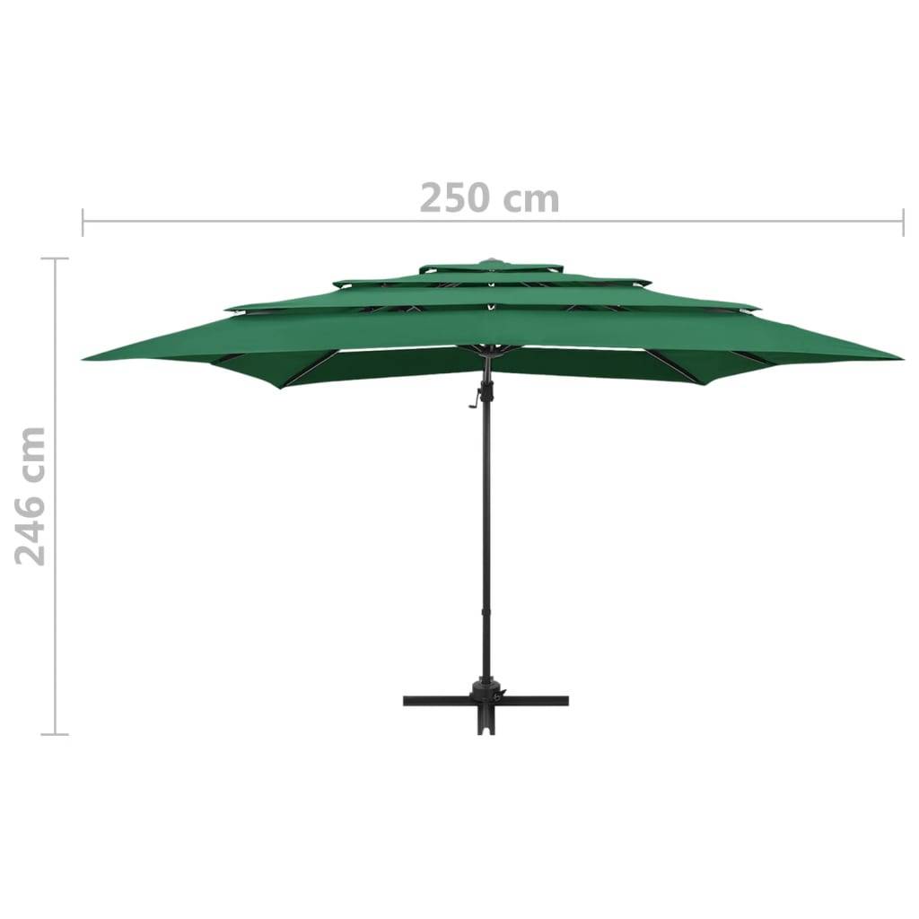 vidaXL Sonnenschirm mit Aluminium-Mast 4-lagig Grün 250x250 cm