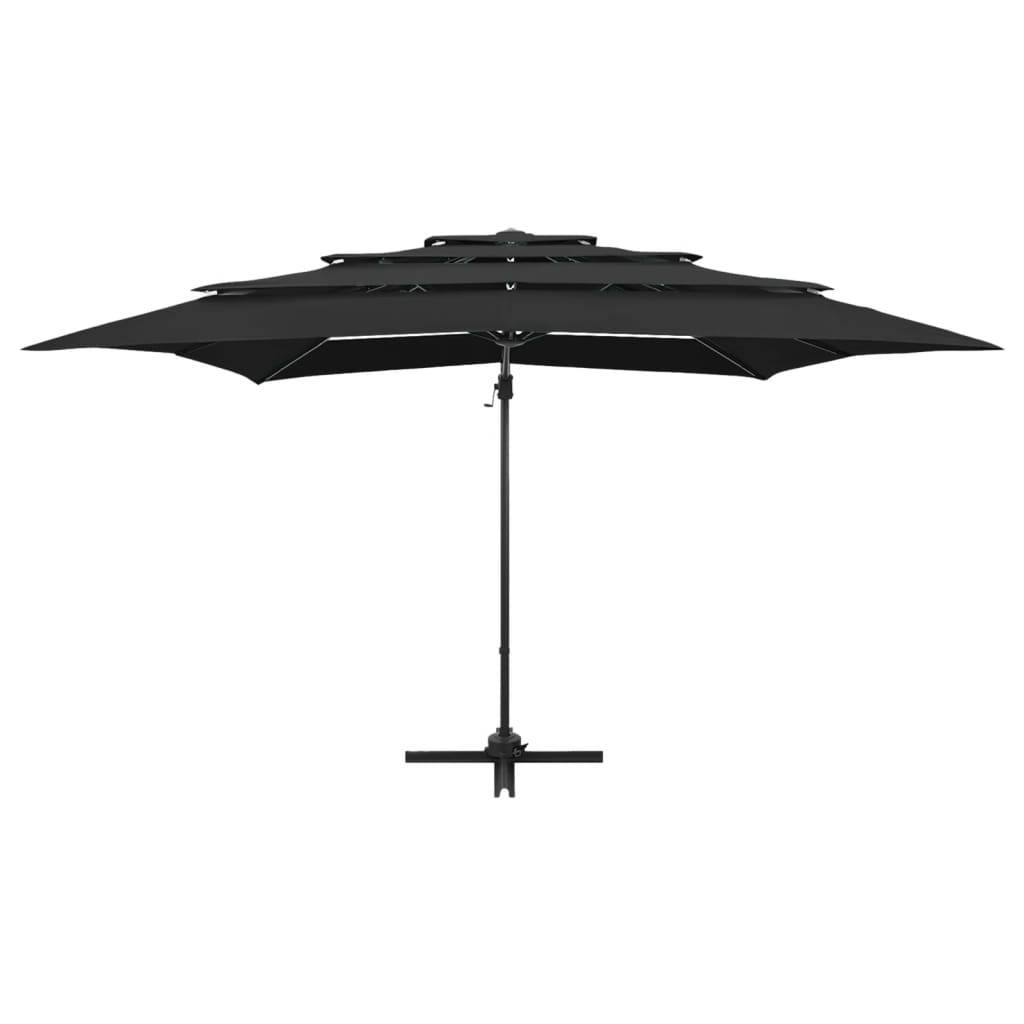 vidaXL Sonnenschirm mit Aluminium-Mast 4-lagig Schwarz 250x250 cm