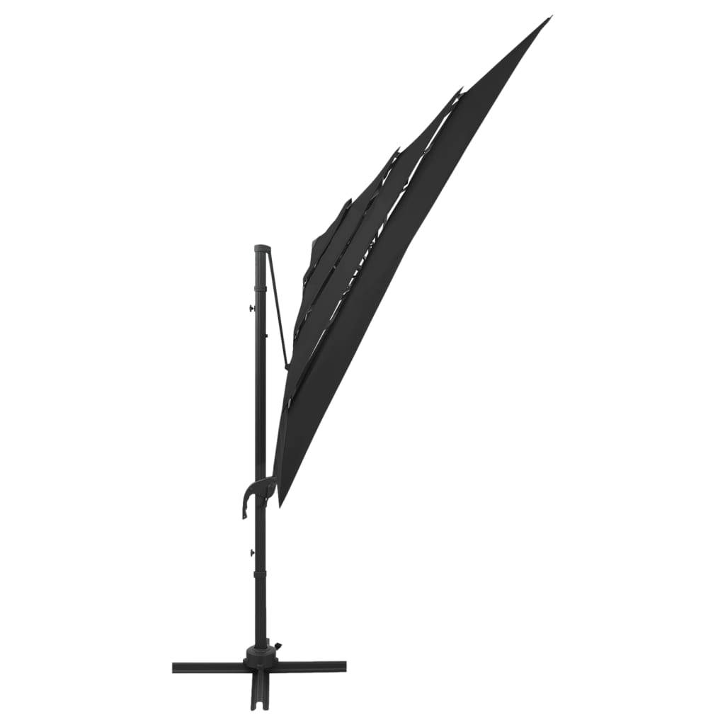 vidaXL Sonnenschirm mit Aluminium-Mast 4-lagig Schwarz 250x250 cm