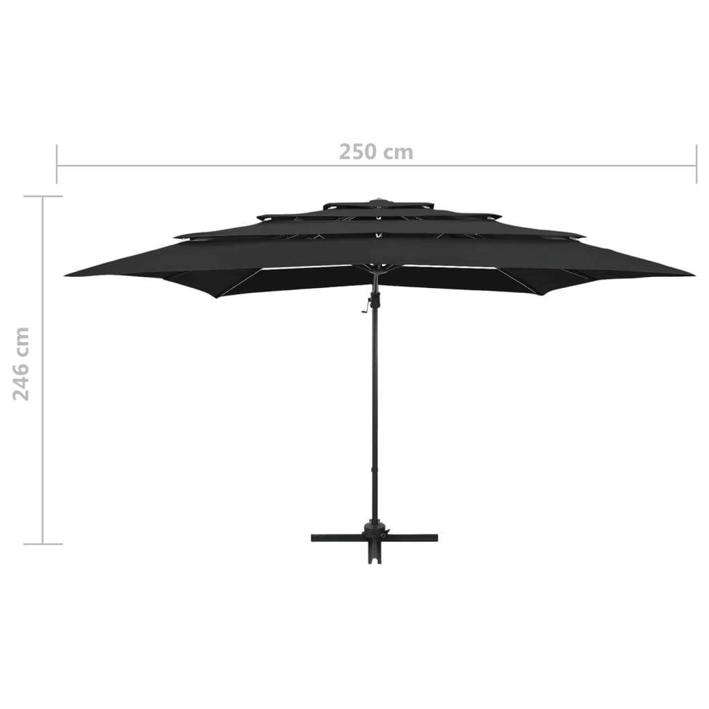 vidaXL Sonnenschirm mit Aluminium-Mast 4-lagig Schwarz 250x250 cm