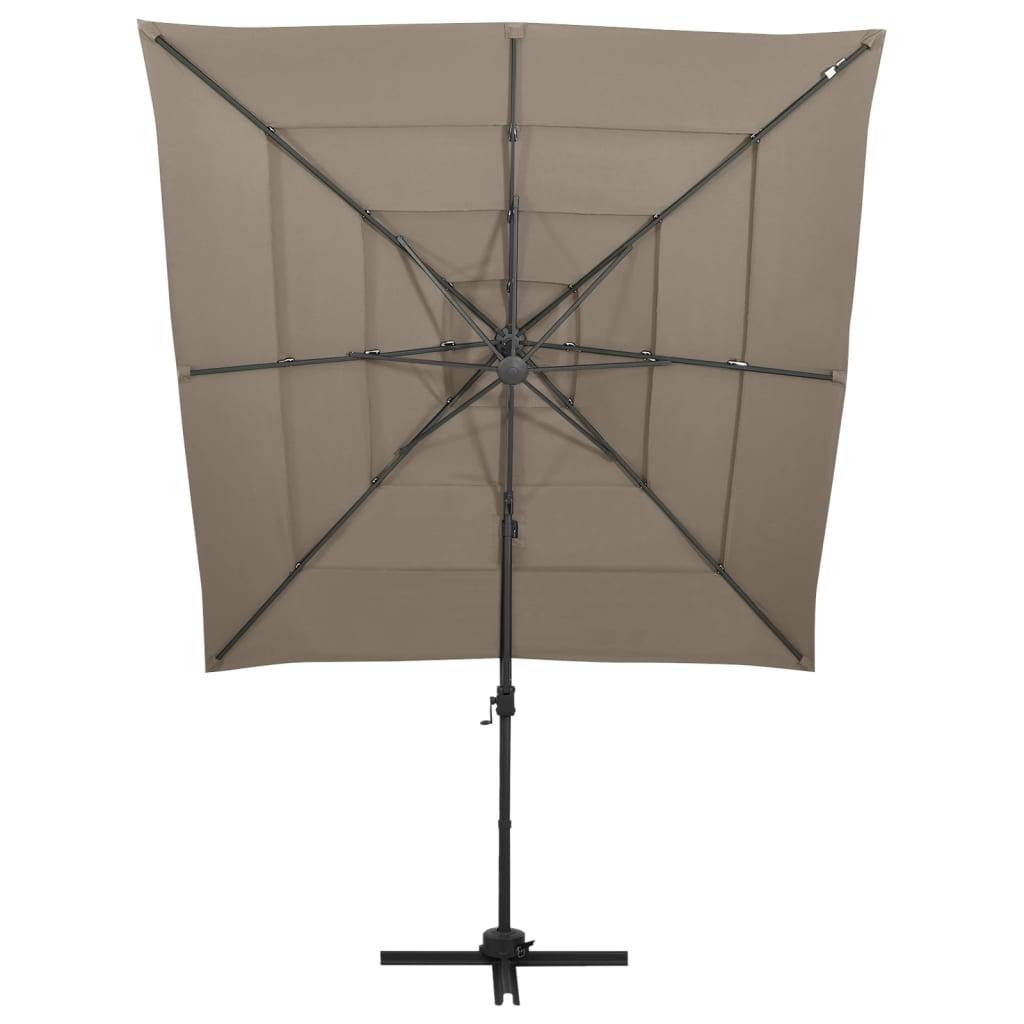 vidaXL Sonnenschirm mit Aluminium-Mast 4-lagig Taupe 250x250 cm
