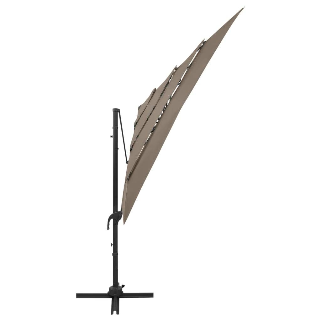 vidaXL Sonnenschirm mit Aluminium-Mast 4-lagig Taupe 250x250 cm