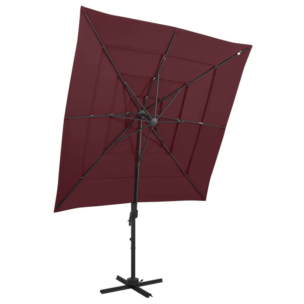 vidaXL Sonnenschirm mit Aluminium-Mast 4-lagig Bordeauxrot 250x250 cm