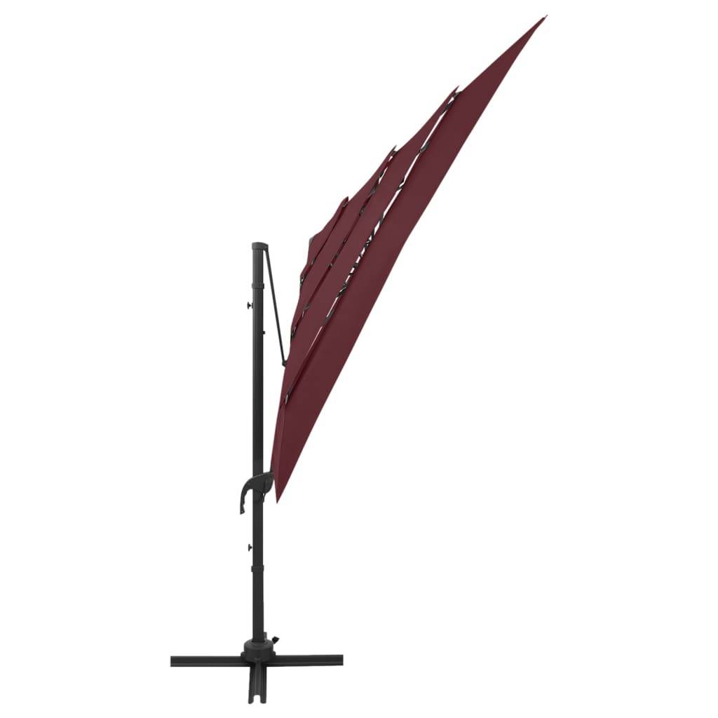 vidaXL Sonnenschirm mit Aluminium-Mast 4-lagig Bordeauxrot 250x250 cm