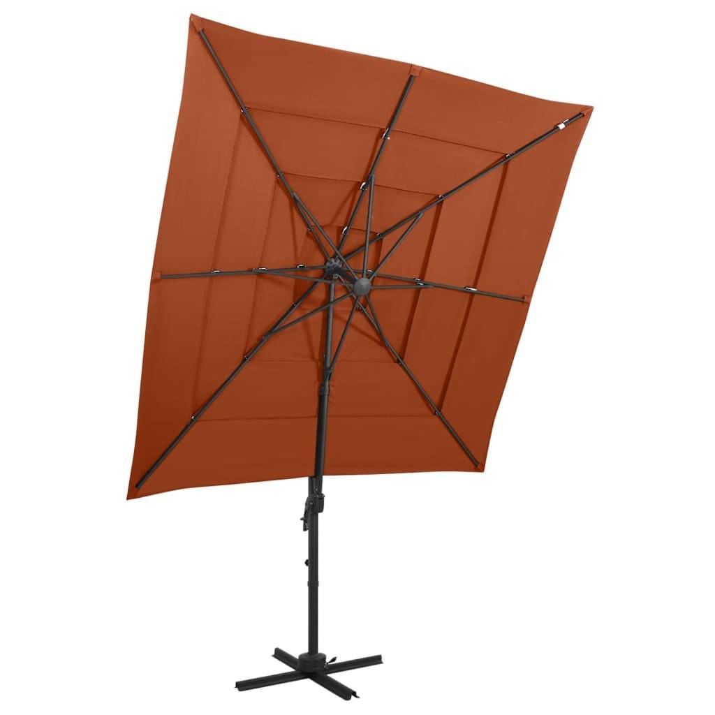 vidaXL Sonnenschirm mit Aluminium-Mast 4-lagig Terrakotta 250x250cm