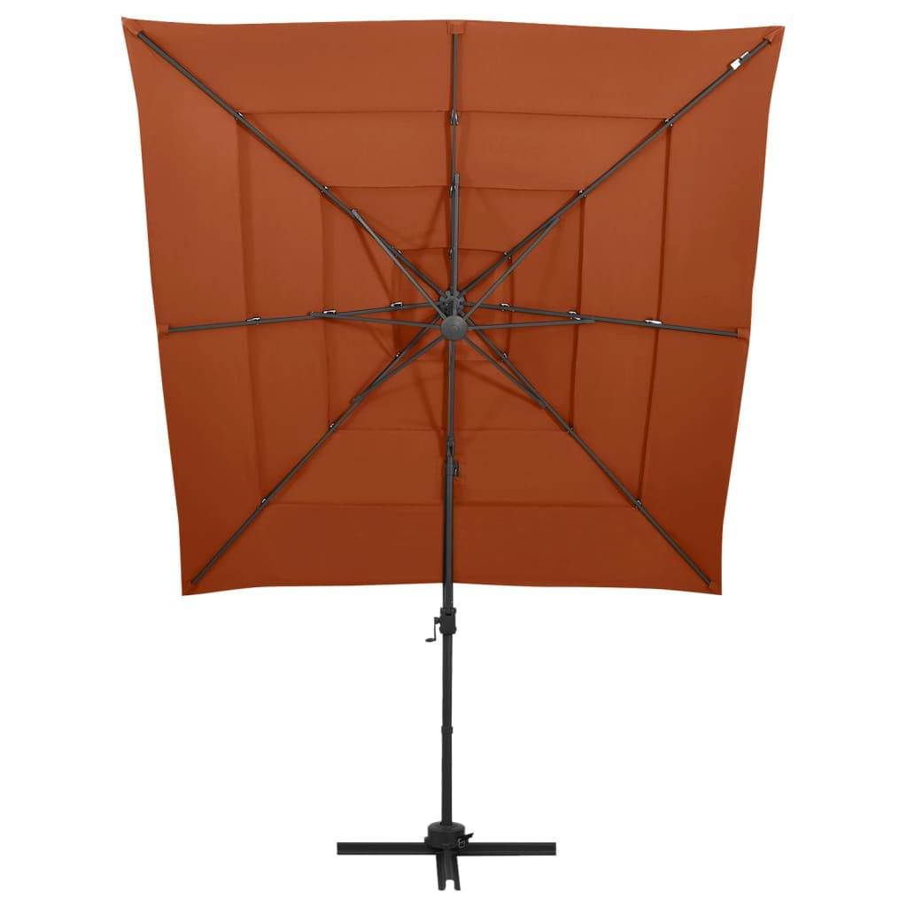 vidaXL Sonnenschirm mit Aluminium-Mast 4-lagig Terrakotta 250x250cm