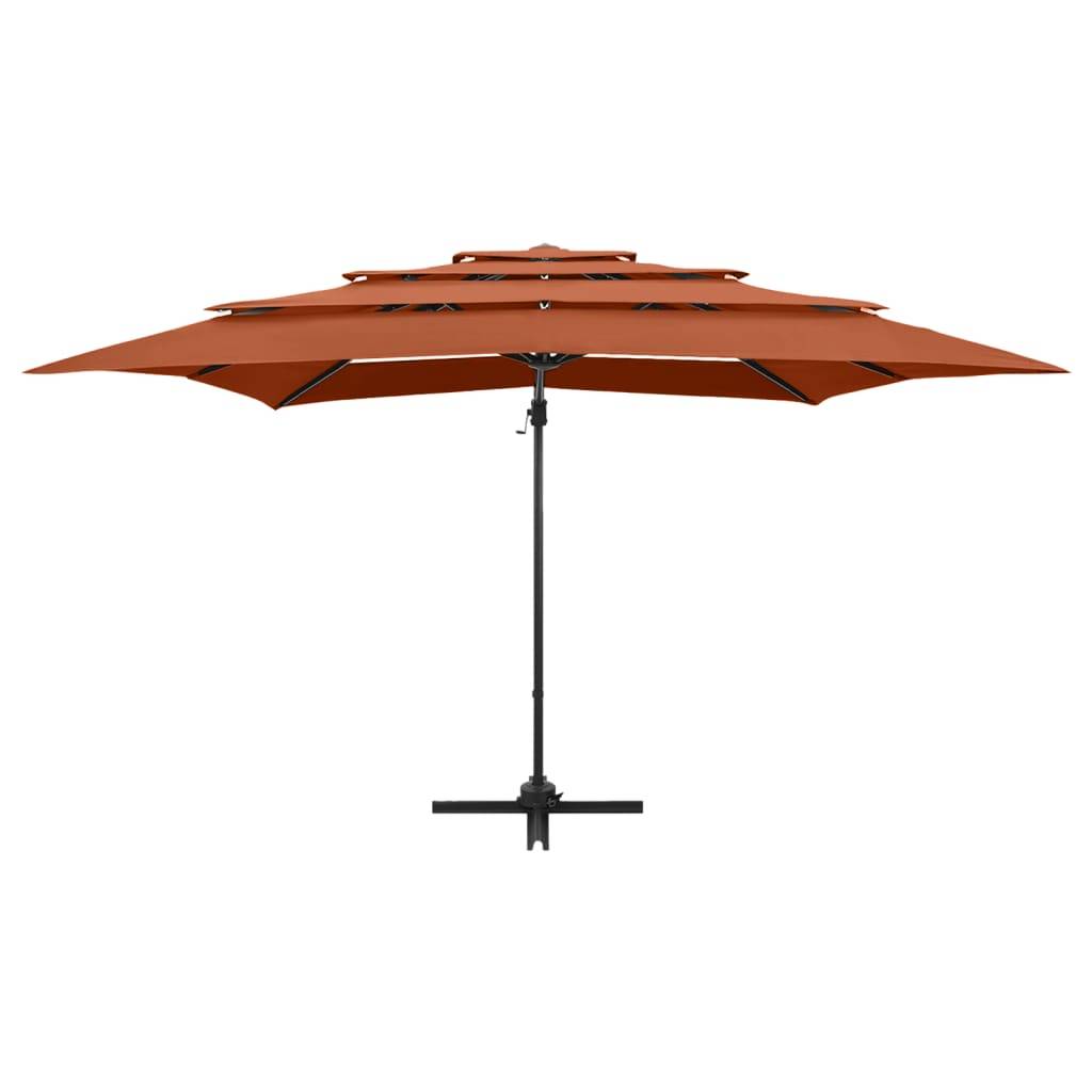 vidaXL Sonnenschirm mit Aluminium-Mast 4-lagig Terrakotta 250x250cm