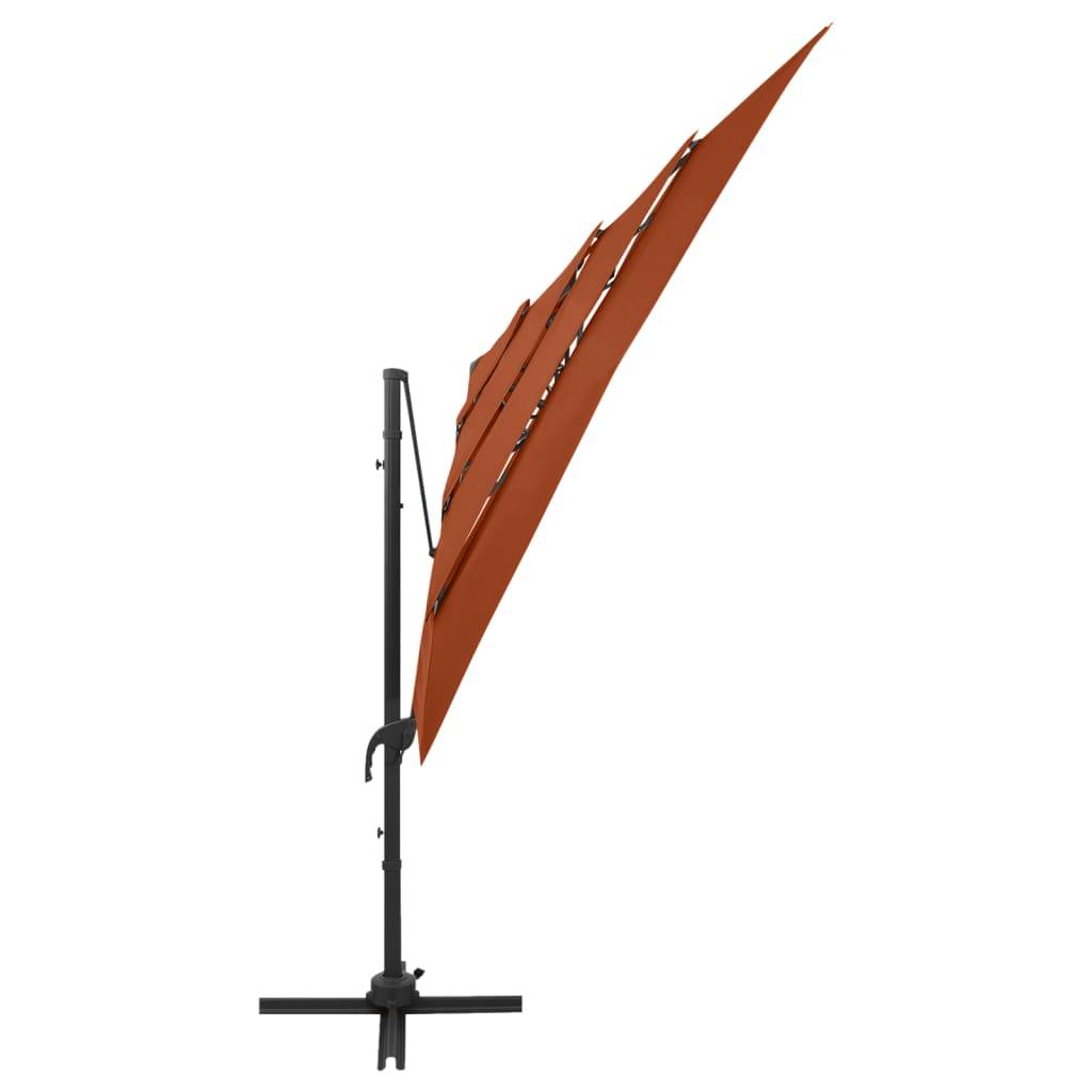 vidaXL Sonnenschirm mit Aluminium-Mast 4-lagig Terrakotta 250x250cm