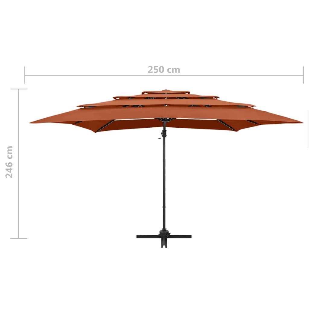 vidaXL Sonnenschirm mit Aluminium-Mast 4-lagig Terrakotta 250x250cm