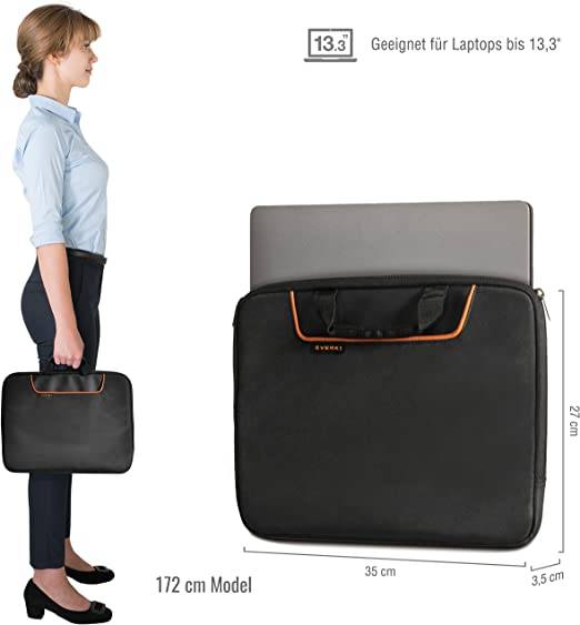 EVERKI 53889 Laptoptasche 13 Zoll Notebook Sleeve EKF808S13B Laptophülle mit Fächern Businesstasche Notebooktasche 6,5 l