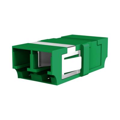 Kupplung LC/APC Duplex OS2 grün -- mit Shutter flanschlos Glasfaserverkabelung Glasfaser Kupplungen