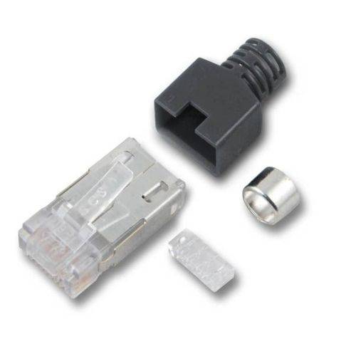 RJ45-Stewart Stecker STP, hellgrau, 50, Stück, 4 Elemente, Cat.5e Kupferverkabelung RJ45 + Zubehör