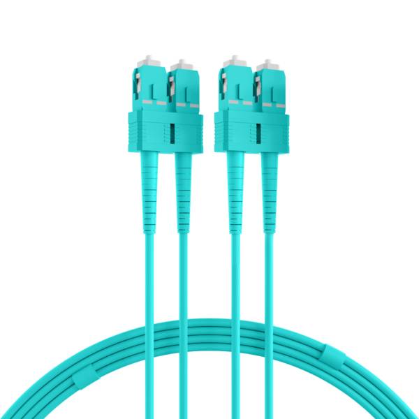 Duplex Patchkabel SC-SC OM3 -- 1m LSZH 1,2mm aqua Glasfaserverkabelung Glasfaser OM3