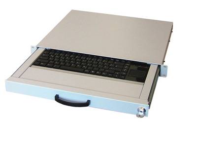 19 1HE Tastaturschublade inkl. Tastatur DE + -- Touchpad USB, RAL7035 Netzwerk- und Serverschränke