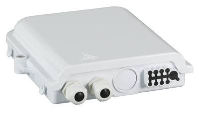 FTTH IP65 Anschlussbox für 16 Fasern, 8 Kupplungen -- und Faserüberlängenaufnahme Glasfaser