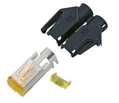 RJ45-Hirose Stecker STP, TM31 schwarz, 100 Stück, 3 Elemente, Cat.6A