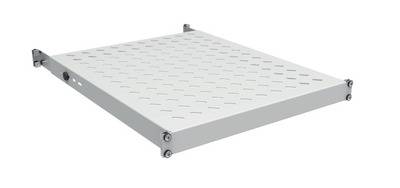 19 1HE Fachboden fest, ET 550..650 mm -- 120 kg, ST 800, RAL9005 Netzwerk-