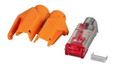 EFB ELEKTRONIK - RJ45-Hirose Stecker STP, TM21 orange, 50 Stück, 3 Elemente, Cat. 6