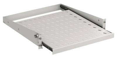 19 2HE Fachboden ausziehbar, T=455 mm -- Frontbefestigung, 20 kg, RAL7035