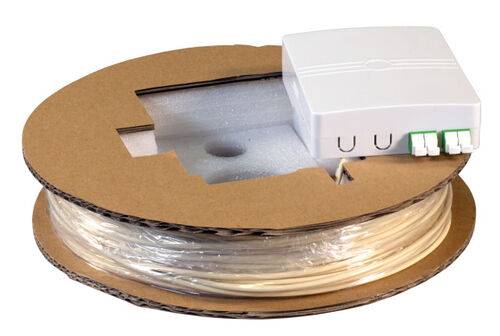 FTTX Compact Box vorkonfektioniert, 2x, LC/APC Duplex, G.657.A2, 60m Glasfaserverkabelung FTTH Drop