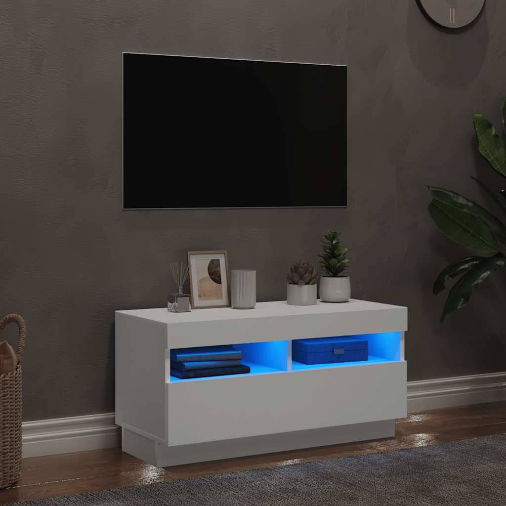 vidaXL TV-Schrank mit LED-Leuchten Weiß 80x35x40 cm