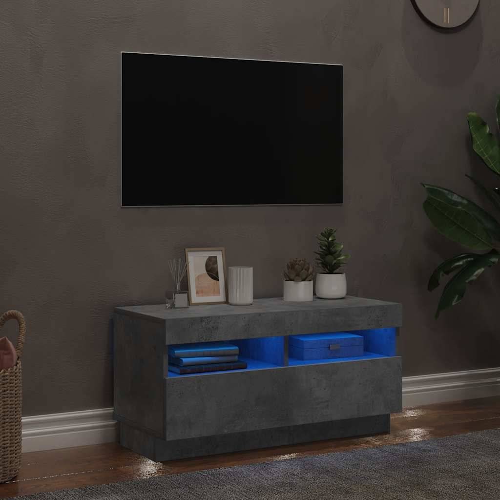 vidaXL TV-Schrank mit LED-Beleuchtung Betongrau 80x35x40 cm