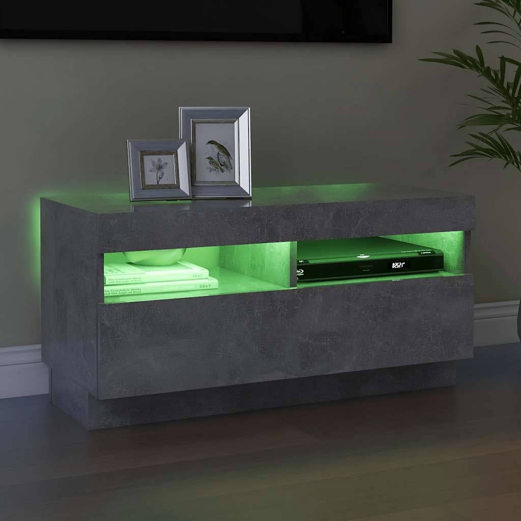 vidaXL TV-Schrank mit LED-Beleuchtung Betongrau 80x35x40 cm