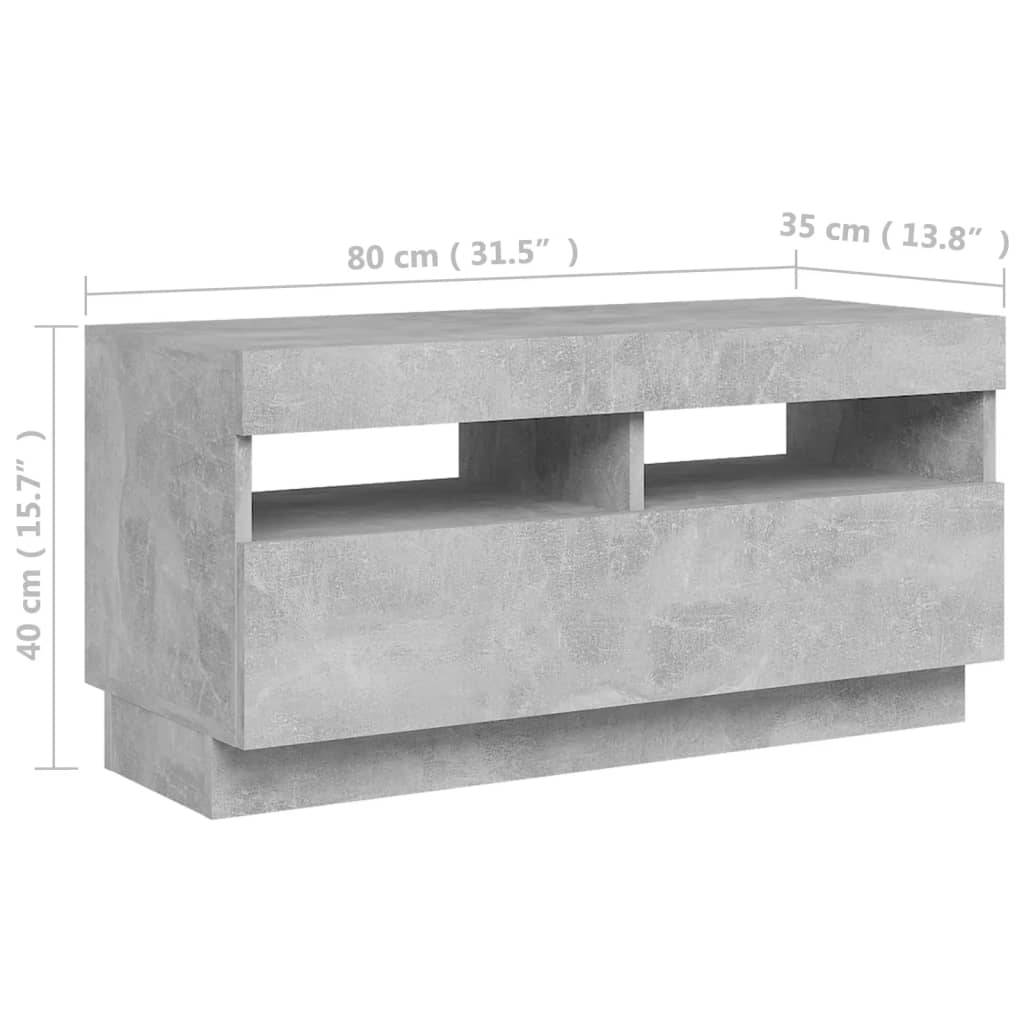 vidaXL TV-Schrank mit LED-Beleuchtung Betongrau 80x35x40 cm