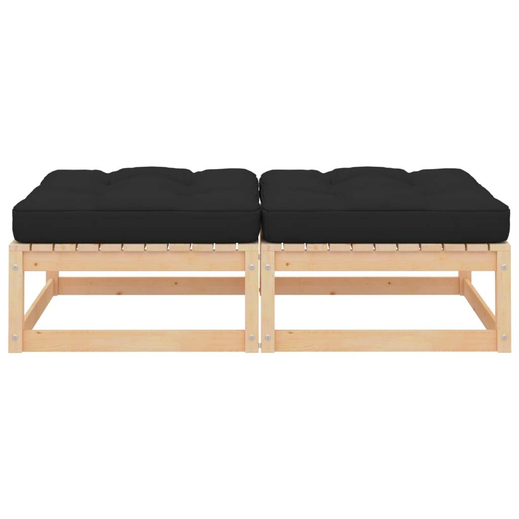 vidaXL Gartenhocker mit Kissen 2 Stk. Massivholz Kiefer